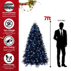 Makeatree Pre-Lit Black Christmas Tree 4-8ft - Artificial Halloween Xmas Tree with Lights (VCR-L)