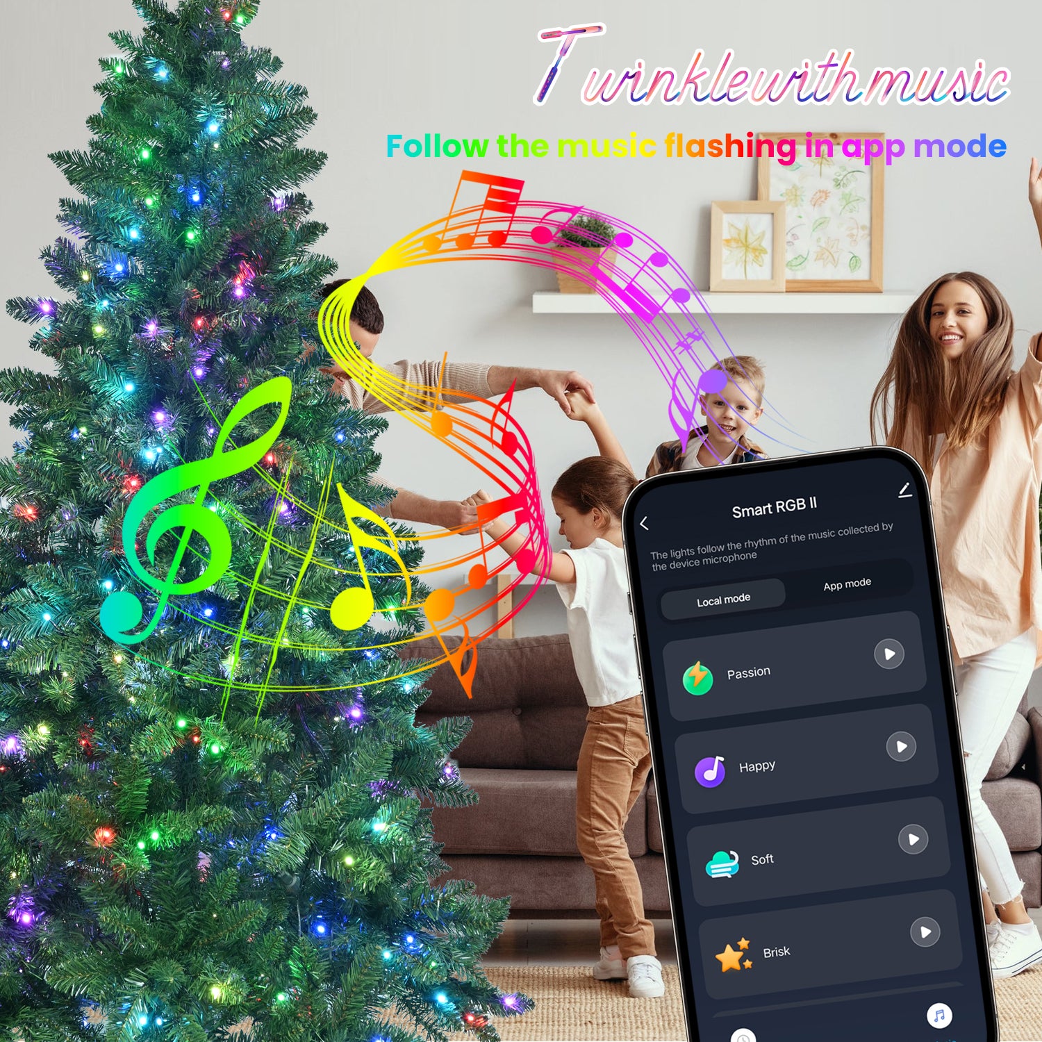 Makeatree App-Controlled RGB Christmas Tree Multi-Color Pre-Lit PE/PVC (PNS-LRGB)