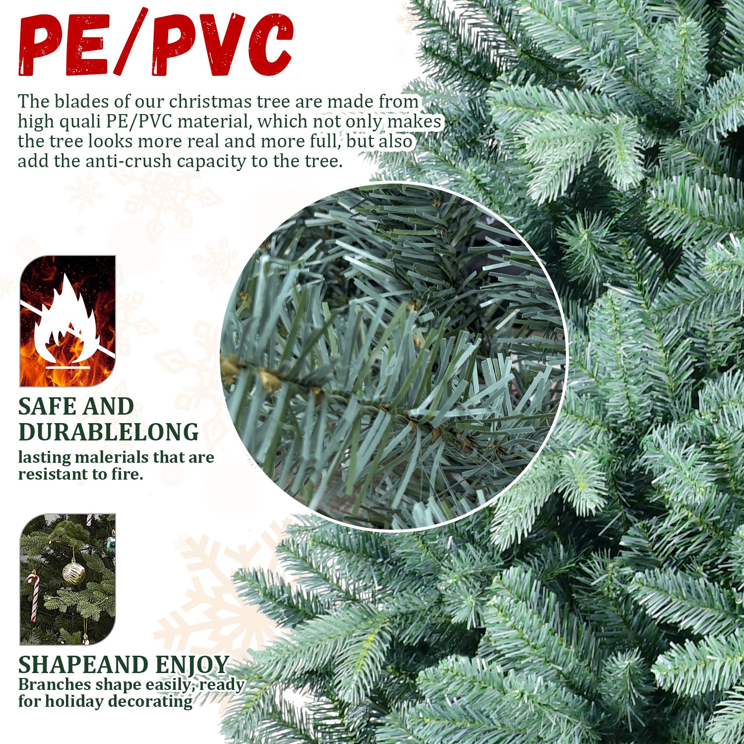 Makeatree Unlit Spruce Artificial Christmas Tree 4-9ft - PE/PVC Branches (DEL)