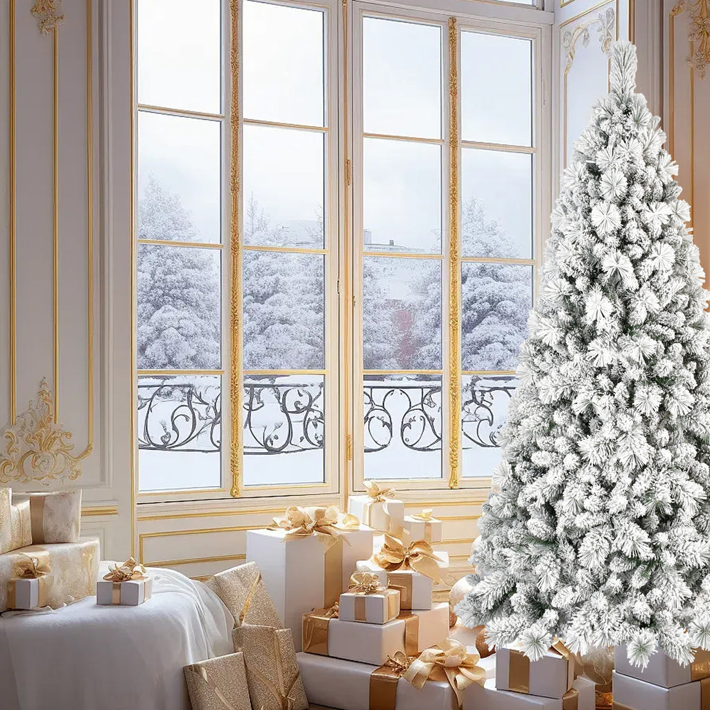 Makeatree Snow Flocked Christmas Tree 4-9ft Unlit Artificial Xmas Tree (JPN-TF)
