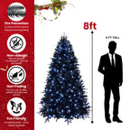 Makeatree Pre-Lit Black Christmas Tree 4-8ft - Artificial Halloween Xmas Tree with Lights (VCR-L)