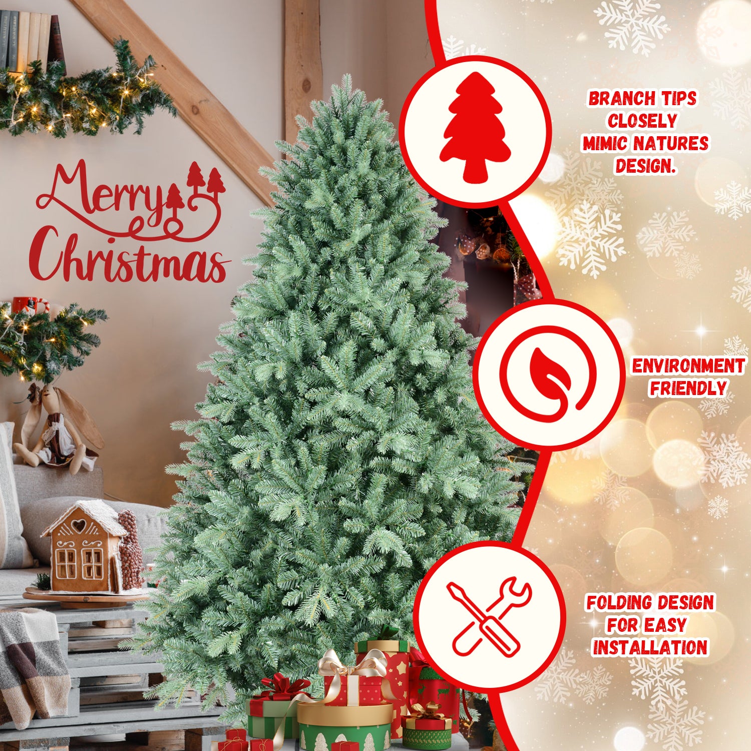 Makeatree Unlit Spruce Artificial Christmas Tree 4-8ft Customize Your Own Lights & Decorations (NEW)