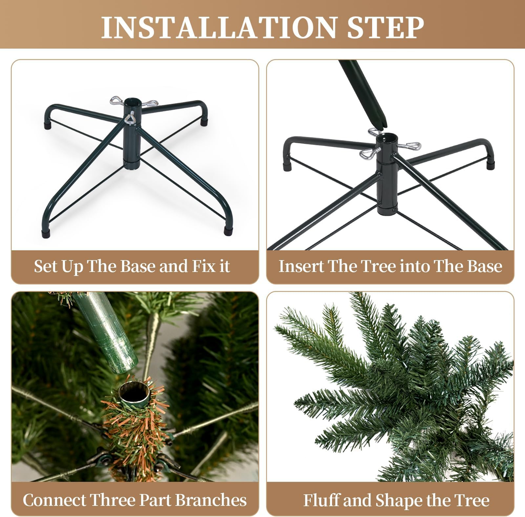 Makeatree Pre-Lit Slim Artificial Christmas Tree 4-7.5ft Space-Saving Skinny Green Xmas Tree (BFS-L)