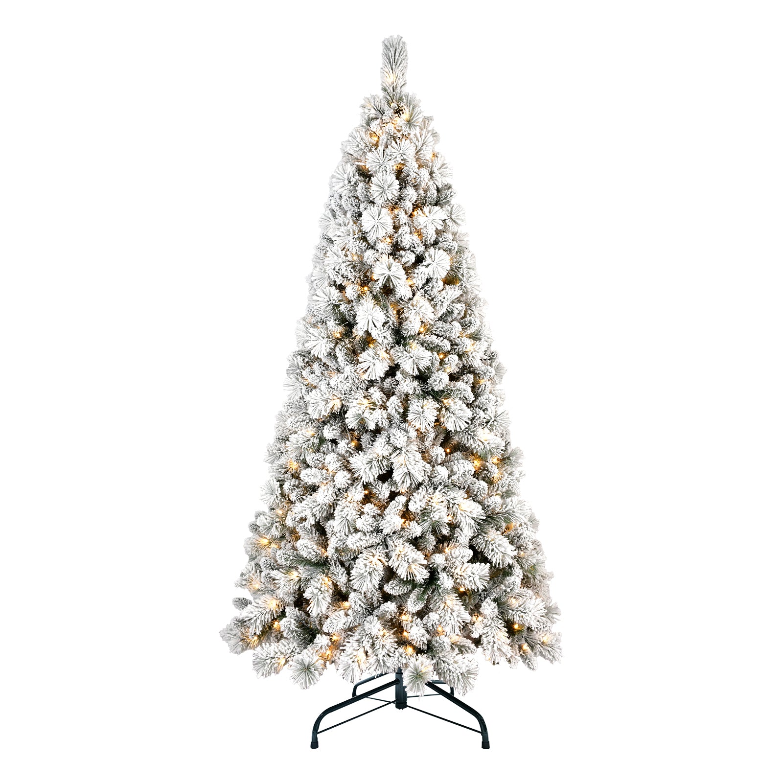 Makeatree Pre-Lit Snow Flocked Christmas Tree 4-9ft Artificial Xmas Tree with Lights (JPN-TF-L)