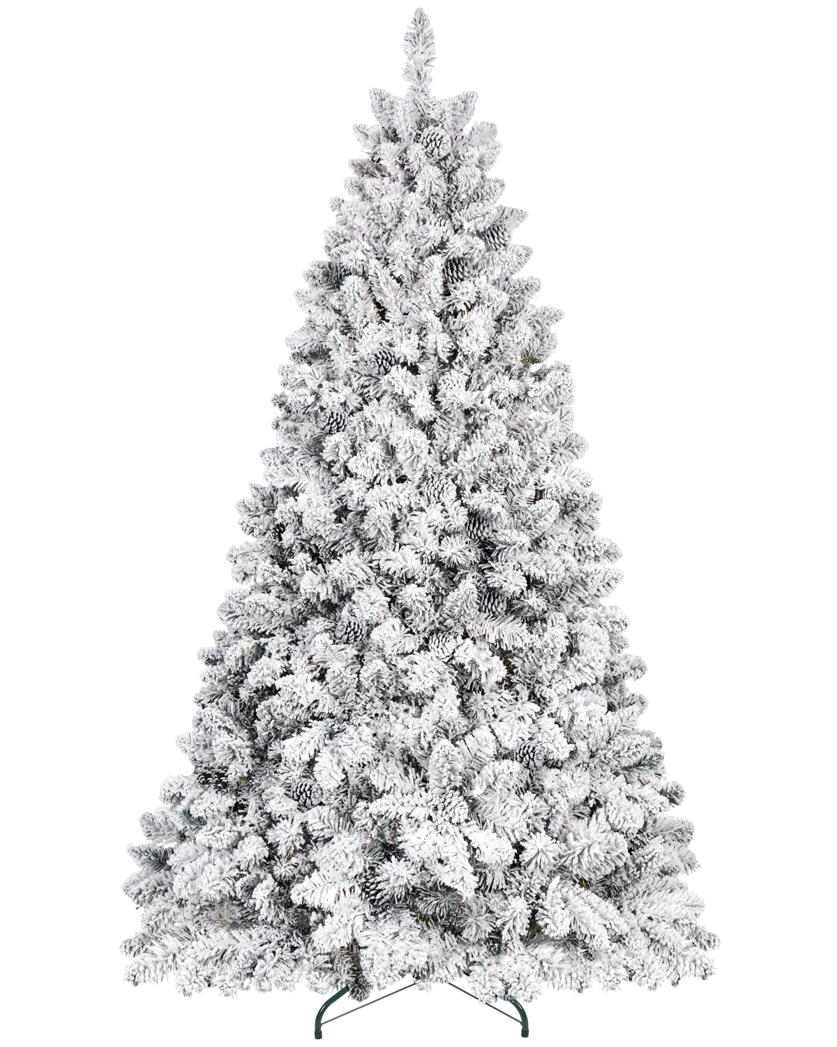 Makeatree Snow Flocked Christmas Tree with Pine Cones 4-7ft Unlit White Pine (BES-TF)