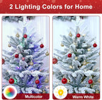 Makeatree Prelit Snow Flocked Tabletop Christmas Tree Artificial Small Xmas Tree with 100 Led Lights 26 Pine cones 528 Branch Tip (LM-TF-L)