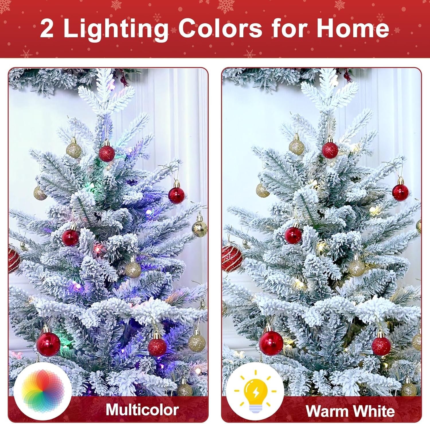 Makeatree Prelit Snow Flocked Tabletop Christmas Tree Artificial Small Xmas Tree with 100 Led Lights 26 Pine cones 528 Branch Tip (LM-TF-L)