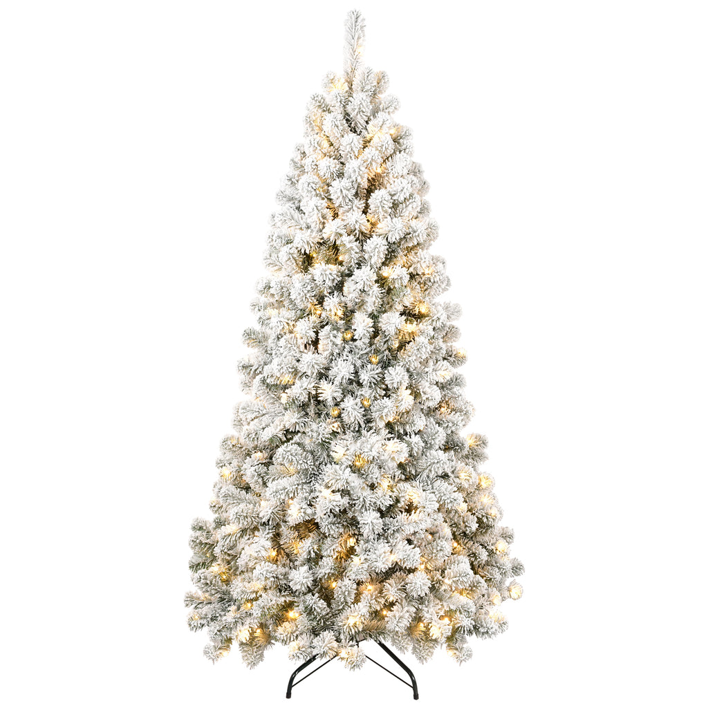 Makeatree Pre-Lit Flocked Artificial Christmas Tree White Xmas Tree for Holiday Decoration (BED-TF-L)