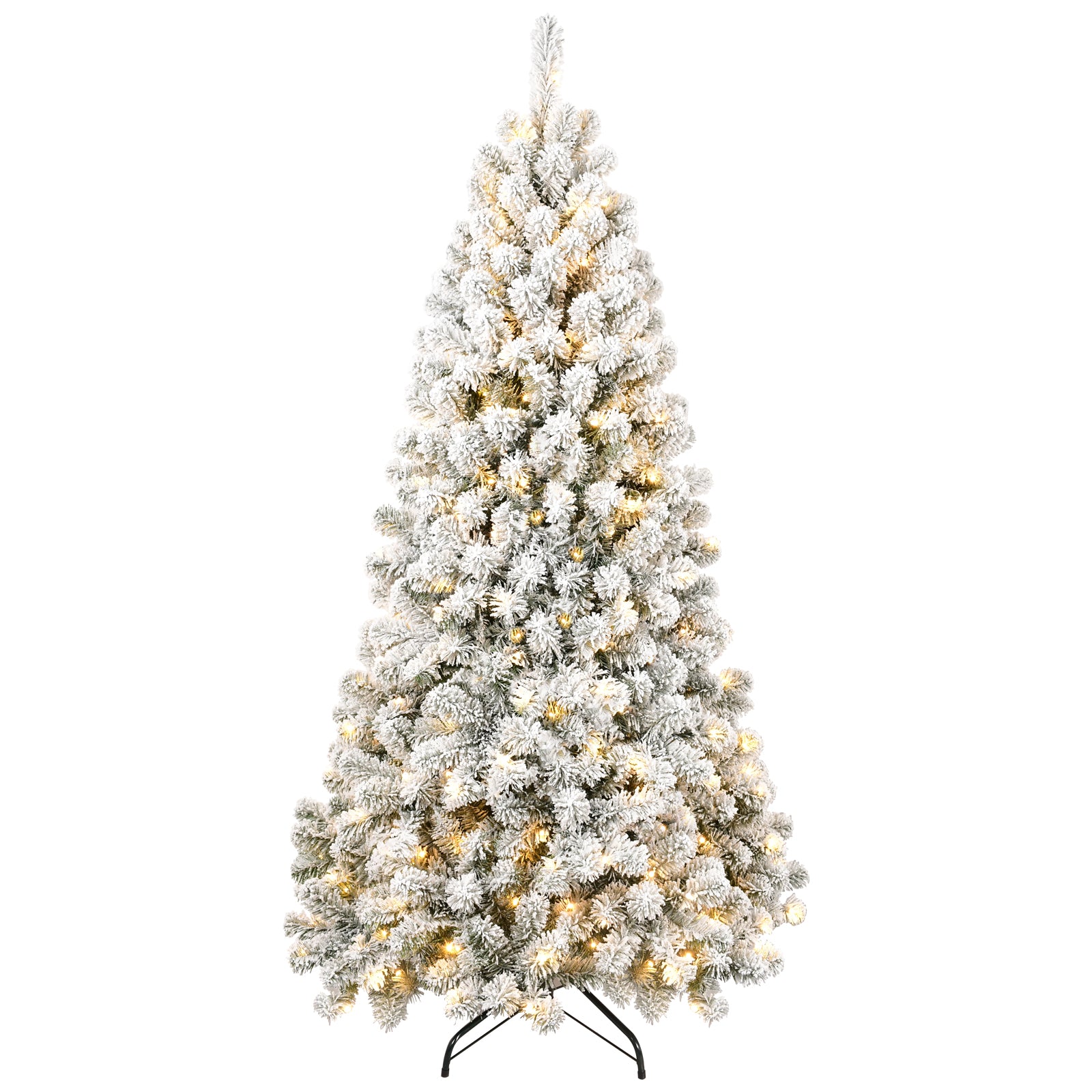 Makeatree Pre-Lit Flocked Artificial Christmas Tree White Xmas Tree for Holiday Decoration (BED-TF-L)