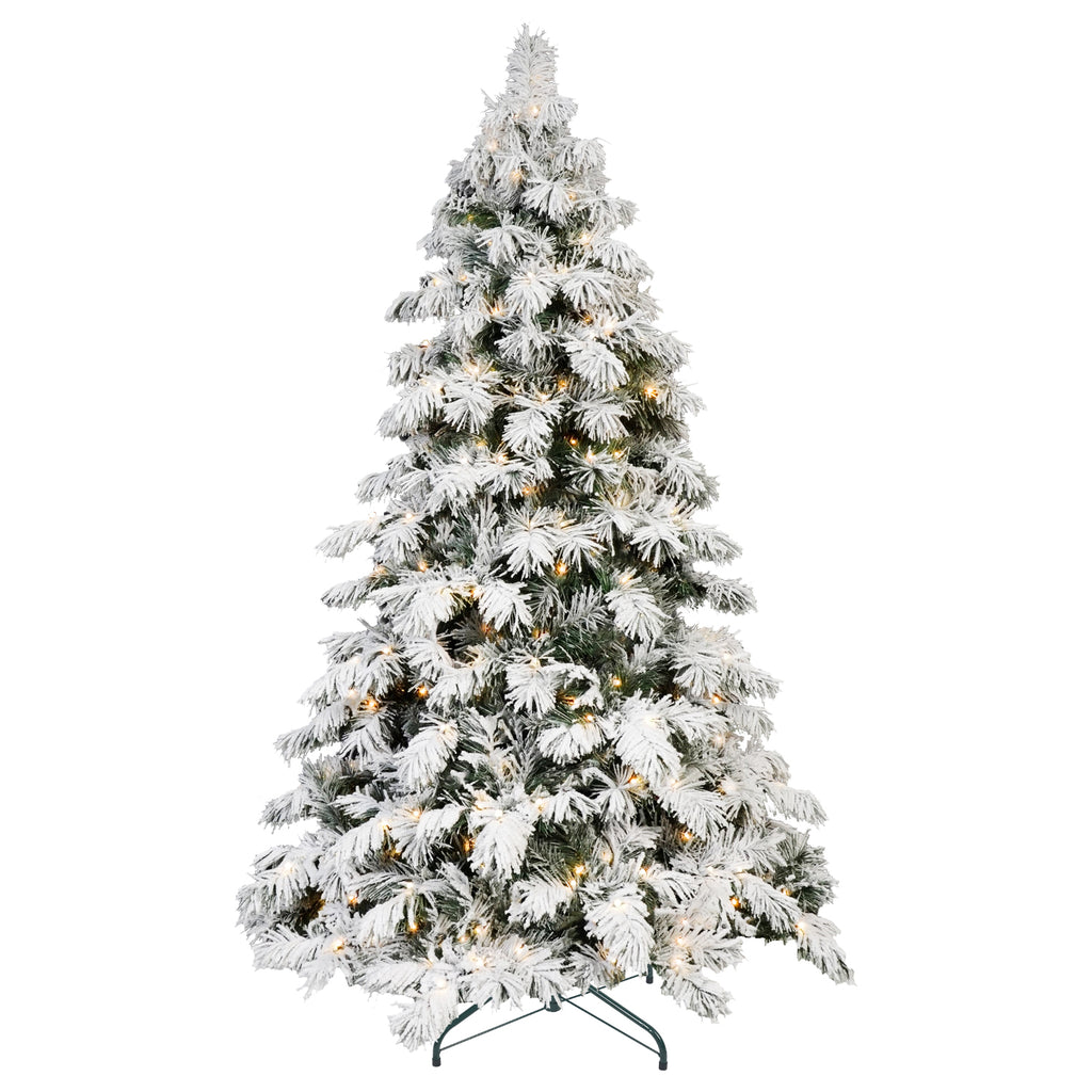 Makeatree Flocked White Christmas Tree with Warm Lights Pre-Lit PE/PVC (ZSW-TS-L)
