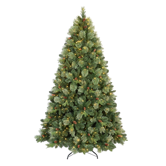 Makeatree 4ft/5ft/6ft/7.5ft/8ft Prelit Artificial Christmas Tree Carolina Pine Xmas Tree , With Pine Cones for Home