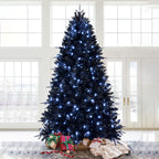 Makeatree Pre-Lit Black Christmas Tree 4-8ft - Artificial Halloween Xmas Tree with Lights (VCR-L)