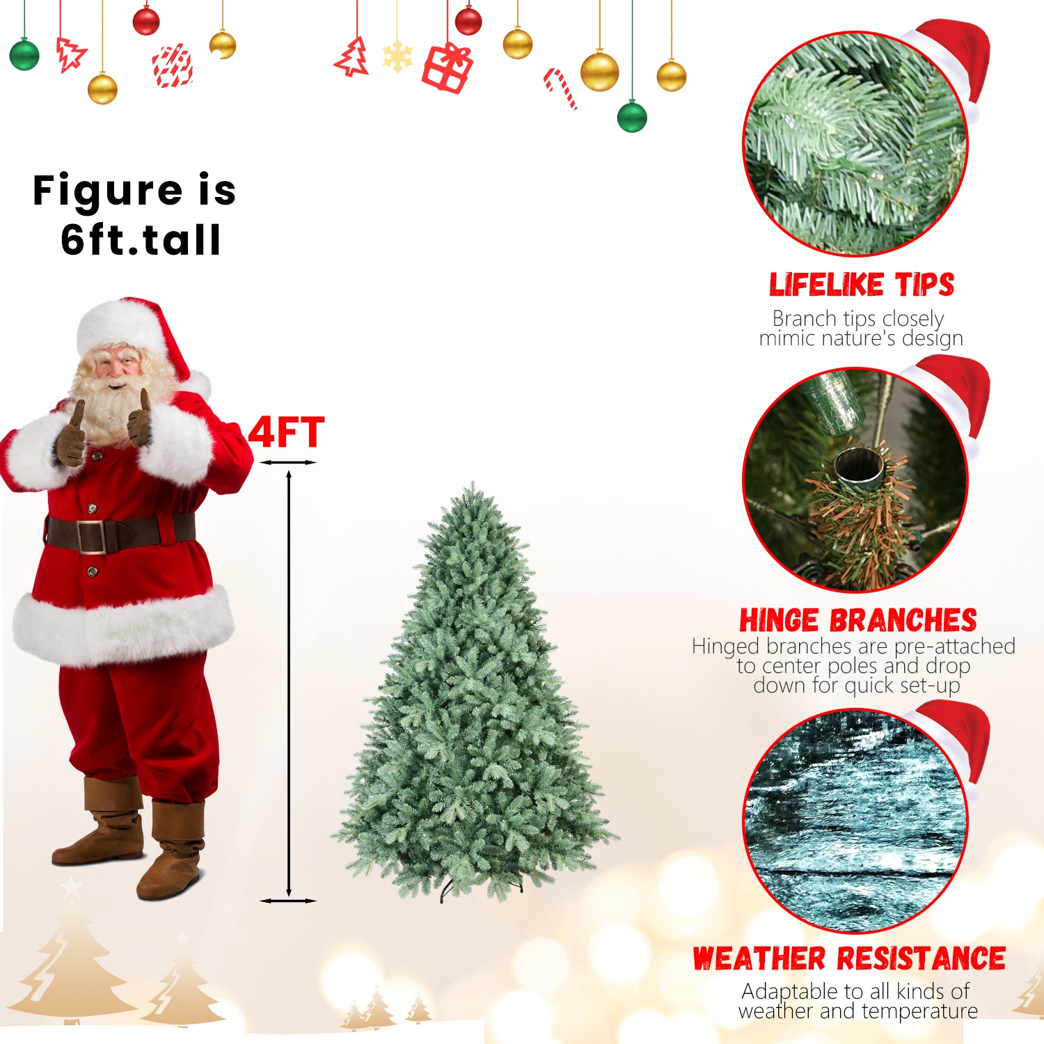 Makeatree Unlit Spruce Artificial Christmas Tree 4-8ft Customize Your Own Lights & Decorations (NEW)
