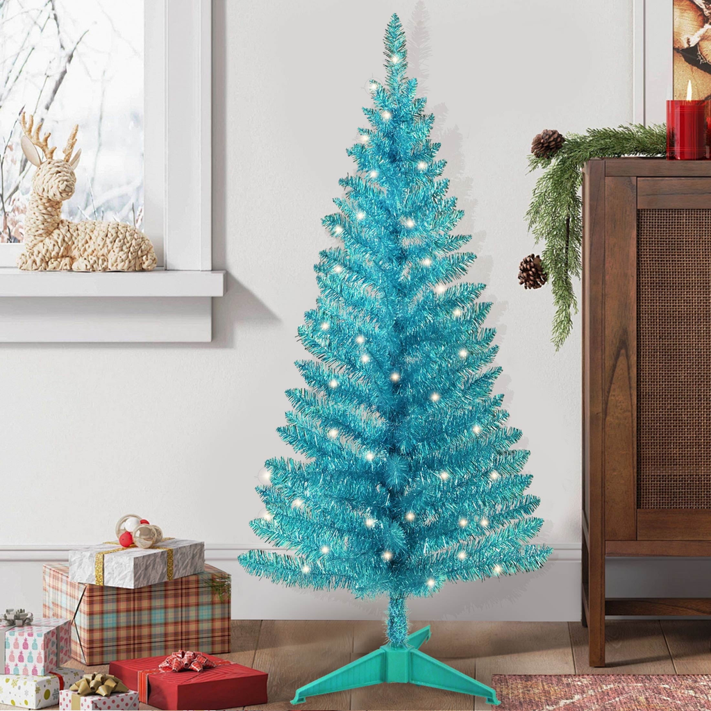 Makeatree 4 ft Green Artificial Christmas Tree with 50 Lights，112 Branch Tips Mini Holiday Party Xmas Tree w/Stand