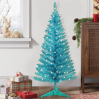 Makeatree 4 ft Green Artificial Christmas Tree with 50 Lights，112 Branch Tips Mini Holiday Party Xmas Tree w/Stand