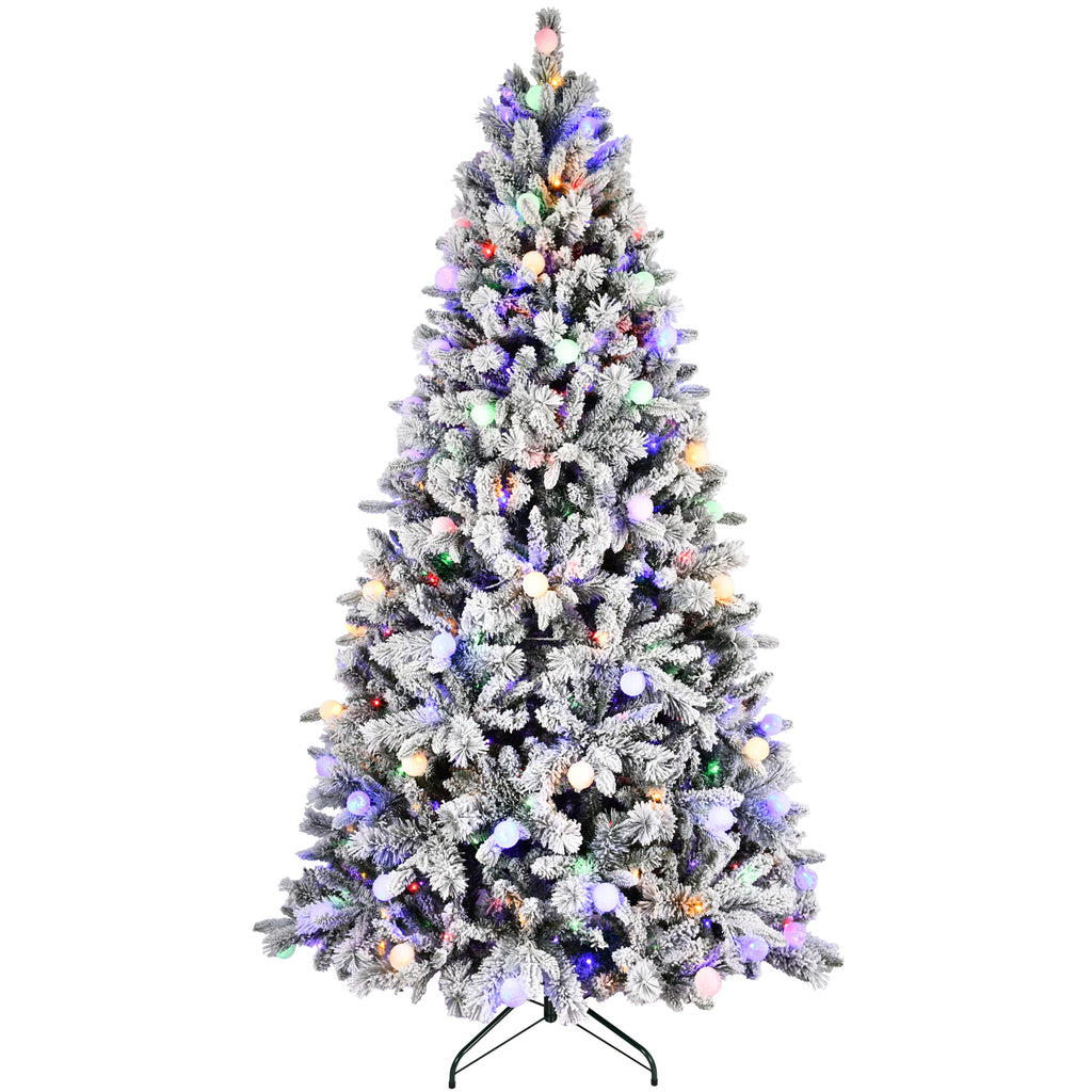 Makeatree 10-Color LED Flocked Tree 7.5/8ft Multi-Color Pre-Lit Christmas Tree (MUQ-TS-L)