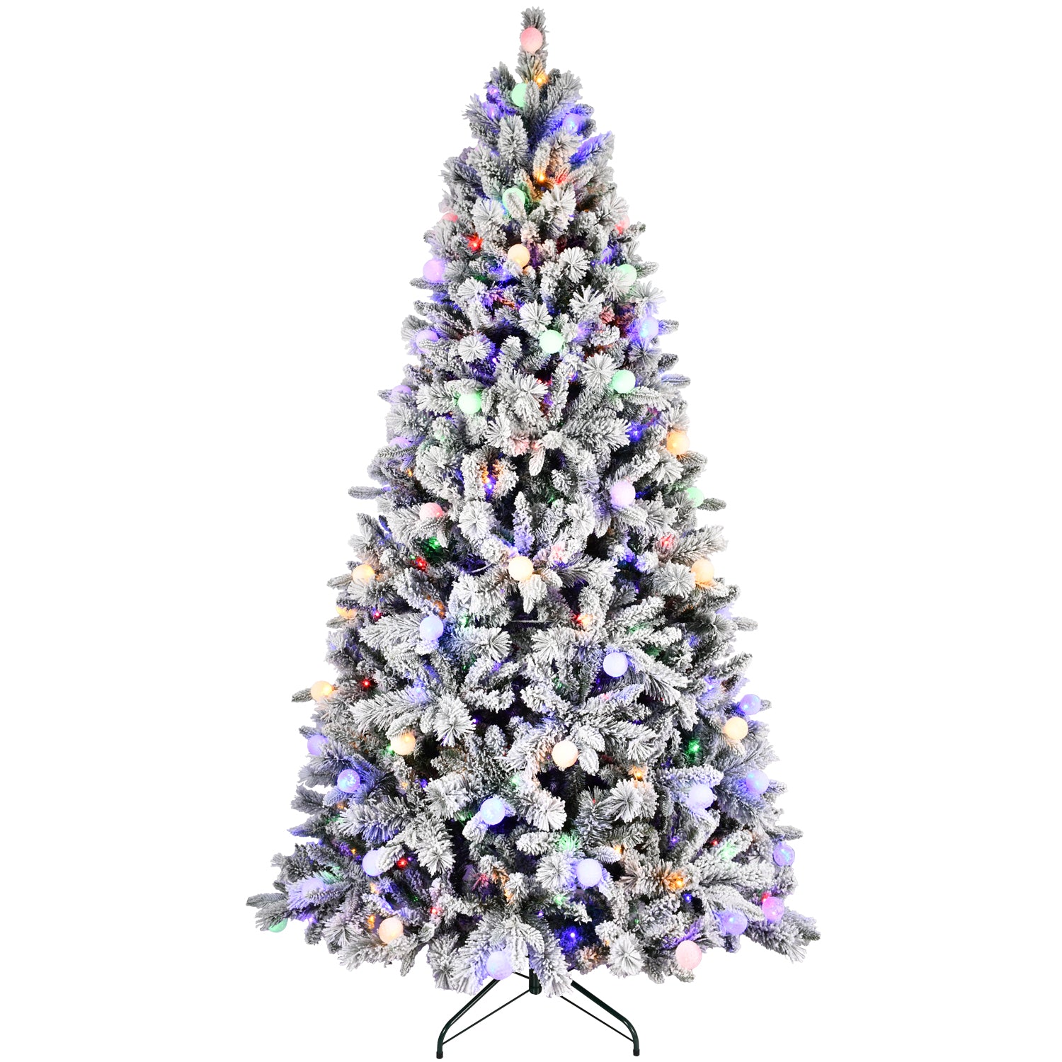 Makeatree 10-Color LED Flocked Tree 7.5/8ft Multi-Color Pre-Lit Christmas Tree (MUQ-TS-L)