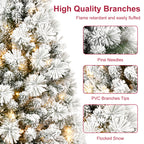 Makeatree Pre-Lit Snow Flocked Christmas Tree 4-9ft Artificial Xmas Tree with Lights (JPN-TF-L)