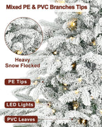 Makeatree Prelit Snow Flocked Tabletop Christmas Tree Artificial Small Xmas Tree with 100 Led Lights 26 Pine cones 528 Branch Tip (LM-TF-L)