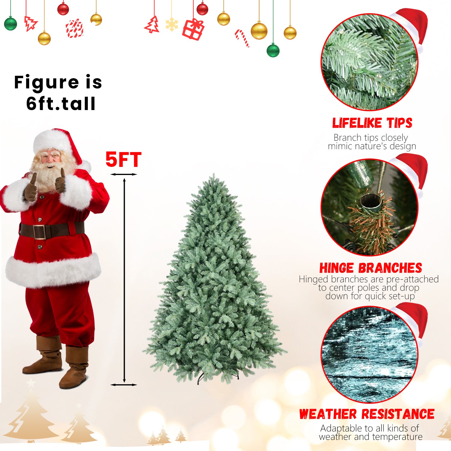 Makeatree Unlit Spruce Artificial Christmas Tree 4-8ft Customize Your Own Lights & Decorations (NEW)