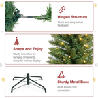 Makeatree 5 ft Pre-Lit Pencil Christmas Tree, Slim Spruce Holiday Decoration with Incandescent Lights, Metal Hinges & Foldable Base