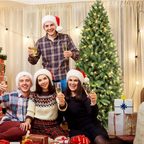 Makeatree Pre-Lit Slim Artificial Christmas Tree 4-7.5ft Space-Saving Skinny Green Xmas Tree (BFS-L)