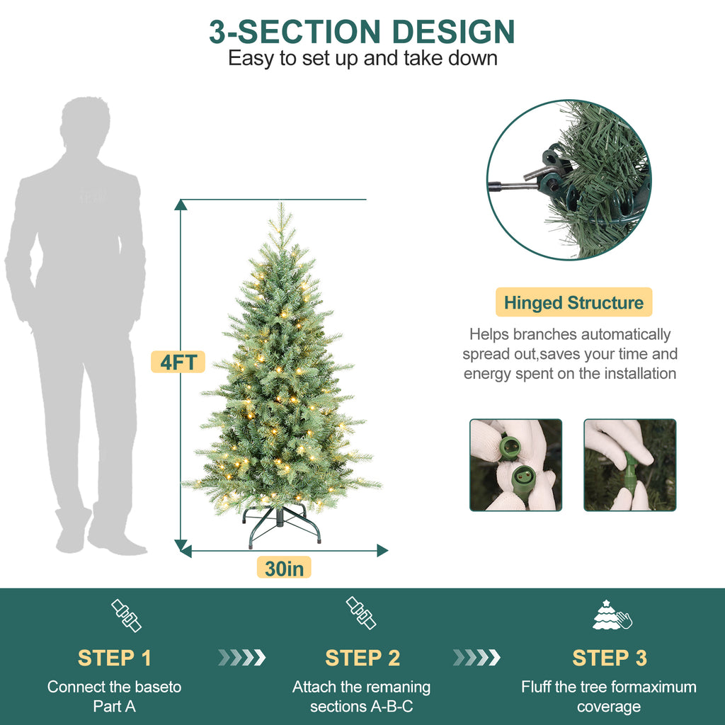 Makeatree Pencil Christmas Tree 4-9ft Pre-Lit Blue Spruce Slim Artificial Xmas Tree (HTC-L)
