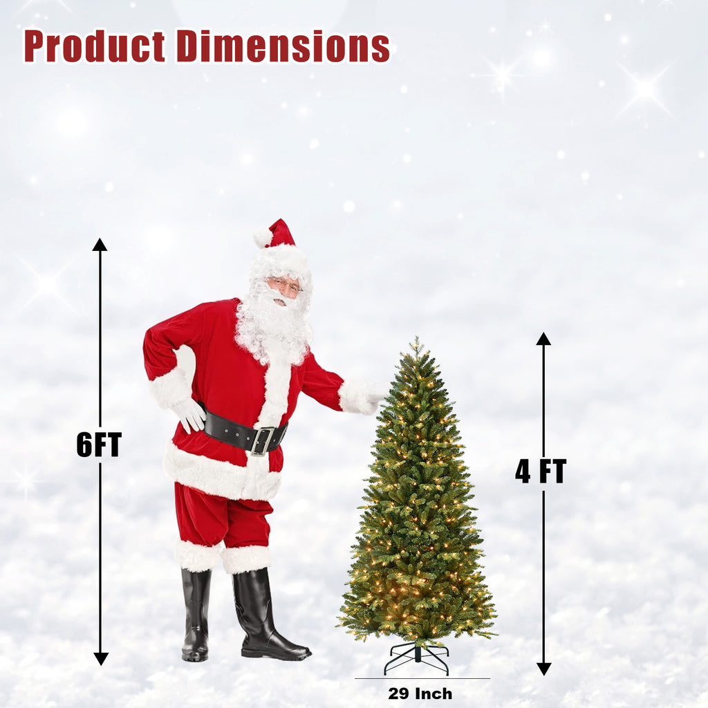 Makeatree Pre-Lit Slim Artificial Christmas Tree 4-7.5ft Space-Saving Skinny Green Xmas Tree (BFS-L)