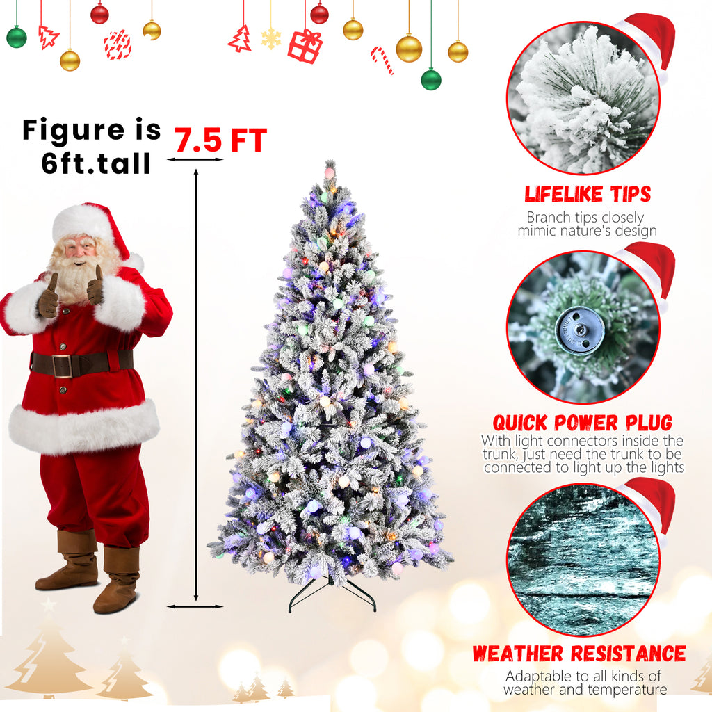 Makeatree 10-Color LED Flocked Tree 7.5/8ft Multi-Color Pre-Lit Christmas Tree (MUQ-TS-L)