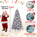 Makeatree 10-Color LED Flocked Tree 7.5/8ft Multi-Color Pre-Lit Christmas Tree (MUQ-TS-L)