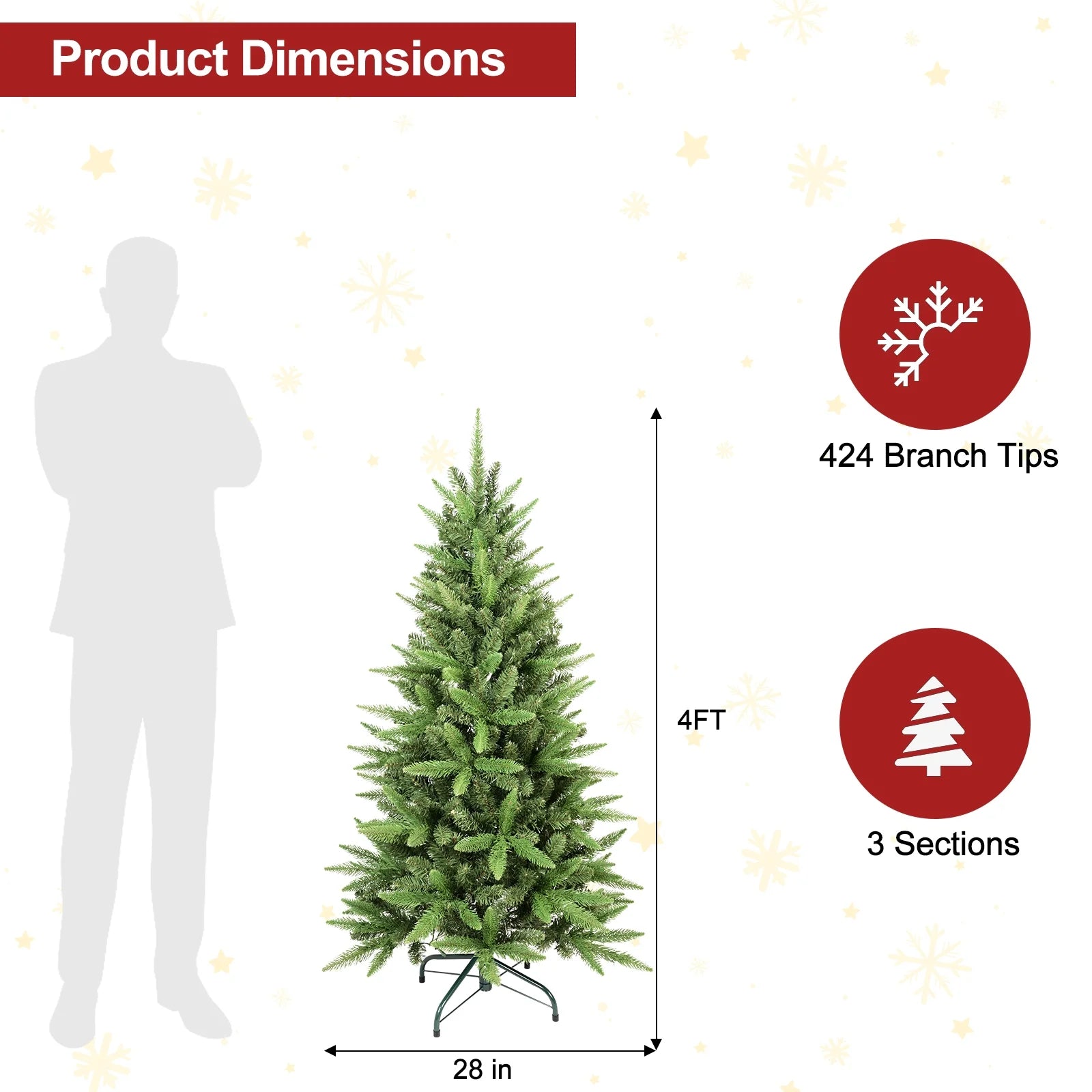 Makeatree Slim Pencil Christmas Tree Unlit Artificial Tree 4-9ft PE/PVC Mix (BHU)