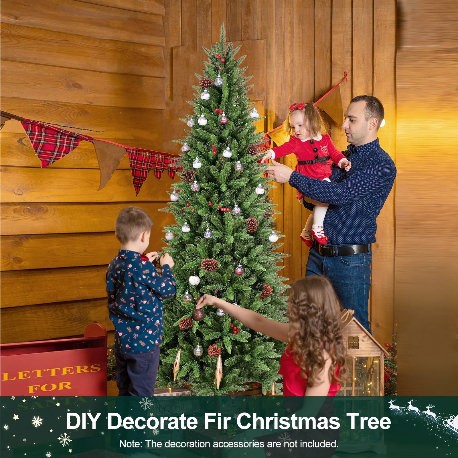 Makeatree Slim Pencil Christmas Tree Unlit Artificial Tree 4-9ft PE/PVC Mix (BHU)