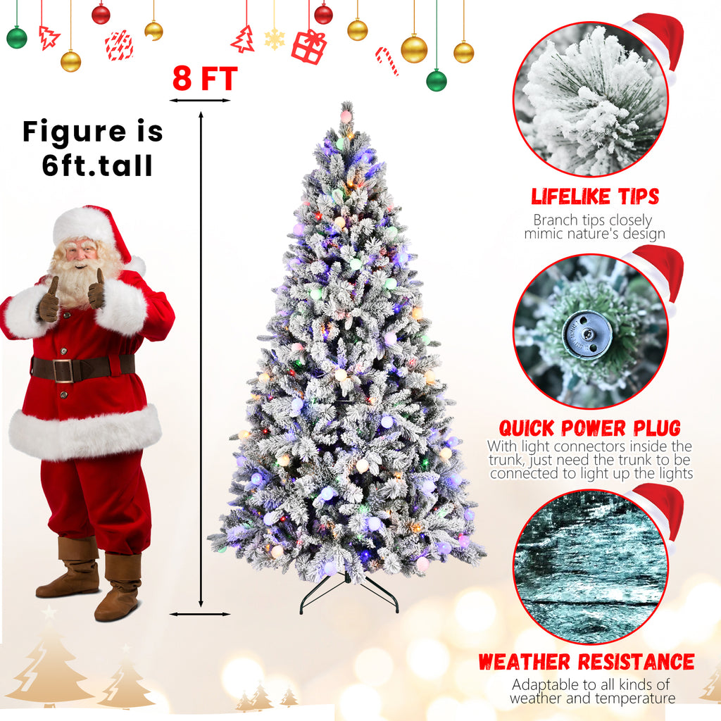 Makeatree 10-Color LED Flocked Tree 7.5/8ft Multi-Color Pre-Lit Christmas Tree (MUQ-TS-L)