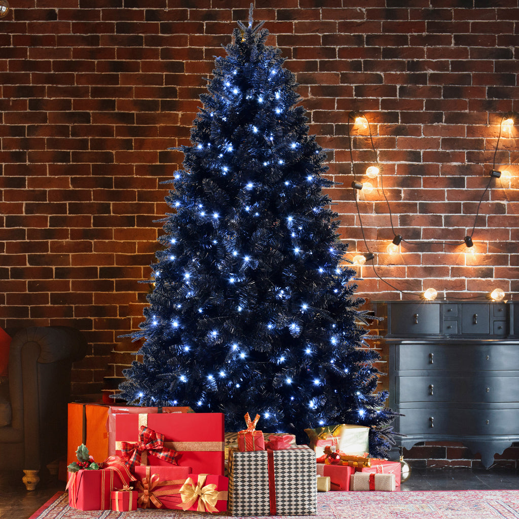 Makeatree Pre-Lit Black Christmas Tree 4-8ft - Artificial Halloween Xmas Tree with Lights (VCR-L)