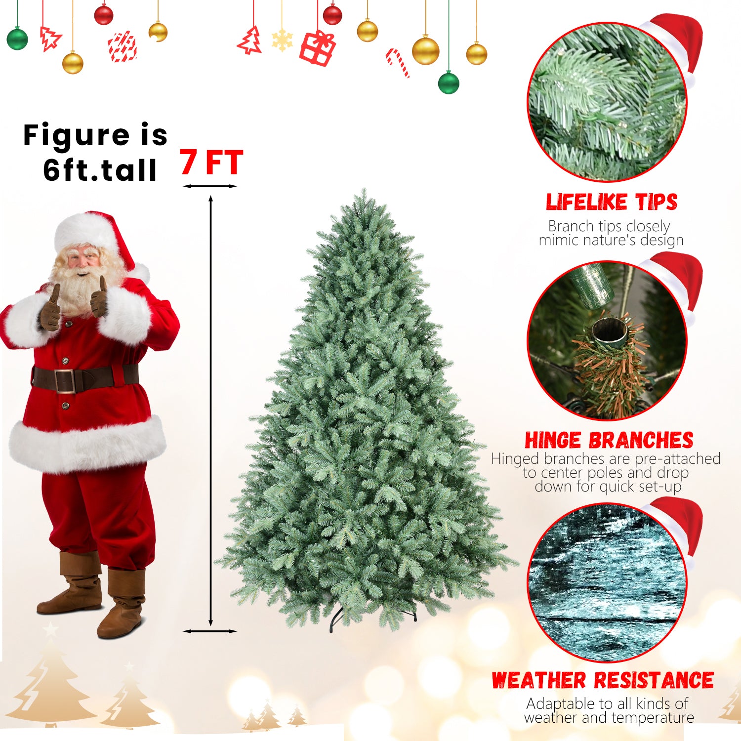 Makeatree Unlit Spruce Artificial Christmas Tree 4-8ft Customize Your Own Lights & Decorations (NEW)