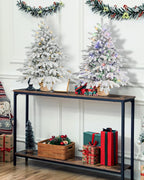 Makeatree Prelit Snow Flocked Tabletop Christmas Tree Artificial Small Xmas Tree with 100 Led Lights 26 Pine cones 528 Branch Tip (LM-TF-L)