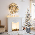 Makeatree Potted Snow Flocked Christmas Tree with Lights 2ft to 6.5ft Mini Pre-Lit Tree for Entryway & Porch Decor (OCO-TF-L)