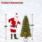 Makeatree Pre-Lit Slim Artificial Christmas Tree 4-7.5ft Space-Saving Skinny Green Xmas Tree (BFS-L)