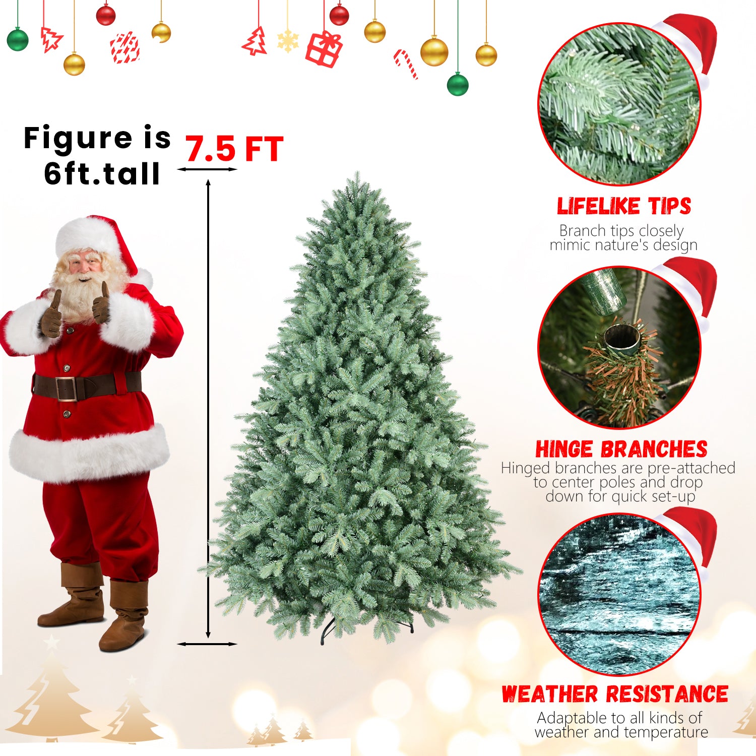 Makeatree Unlit Spruce Artificial Christmas Tree 4-8ft Customize Your Own Lights & Decorations (NEW)