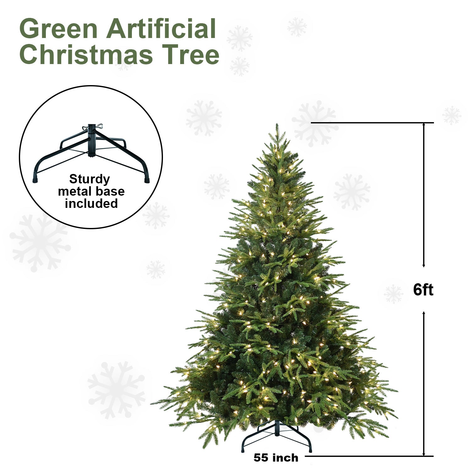 Makeatree Christmas Tree 4-9ft Pre-Lit Realistic Green Fir Artificial Xmas Tree (CKT-L)