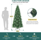 Makeatree Pencil Christmas Tree 4-9ft Unlit Slim Skinny Spruce Artificial Xmas Tree (HTC)