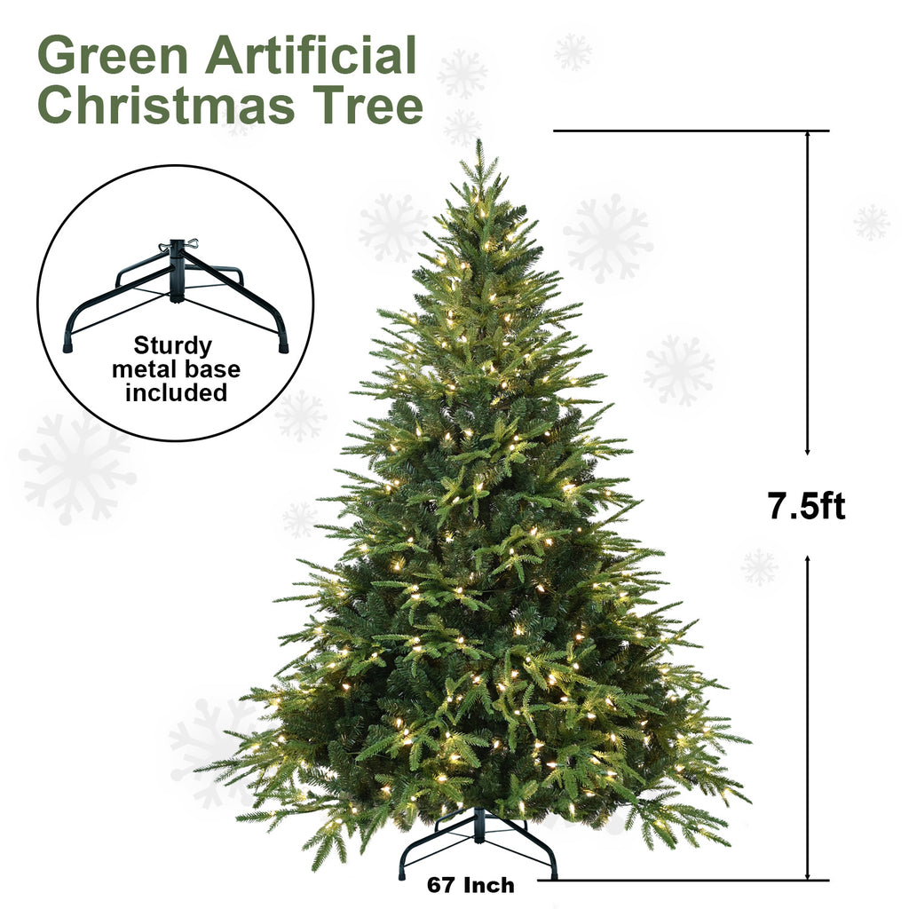 Makeatree Christmas Tree 4-9ft Pre-Lit Realistic Green Fir Artificial Xmas Tree (CKT-L)