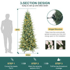 Makeatree Pencil Christmas Tree 4-9ft Pre-Lit Blue Spruce Slim Artificial Xmas Tree (HTC-L)