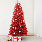Makeatree Red Artificial Christmas Tree 4-7ft - Indoor Outdoor Holiday Decor (BER)