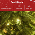 Makeatree Pre-Lit Pencil Christmas Tree Artificial Slim Xmas Tree PE & PVC Mixed Branches (BHU-L)