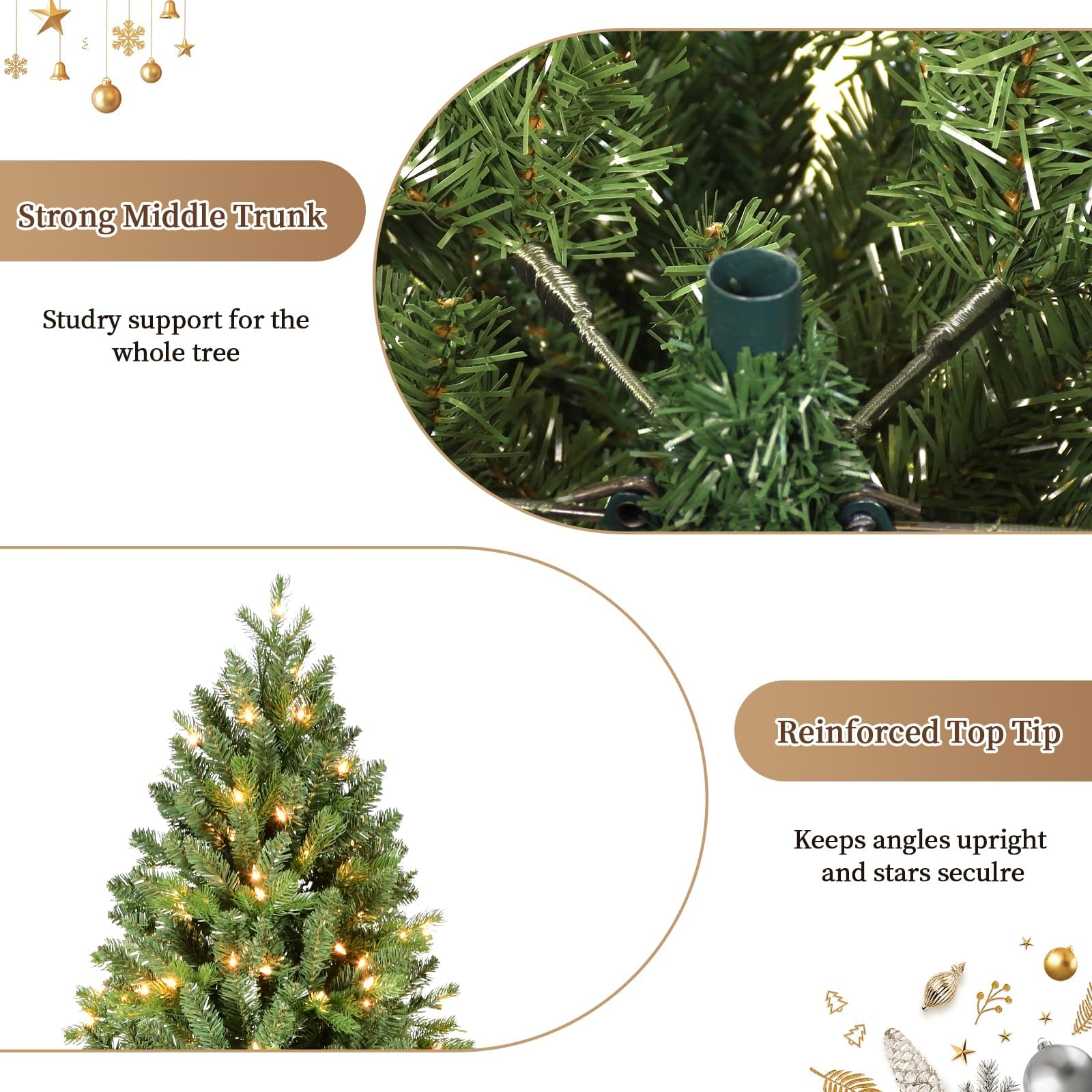 Makeatree Pre-Lit Slim Artificial Christmas Tree 4-7.5ft Space-Saving Skinny Green Xmas Tree (BFS-L)