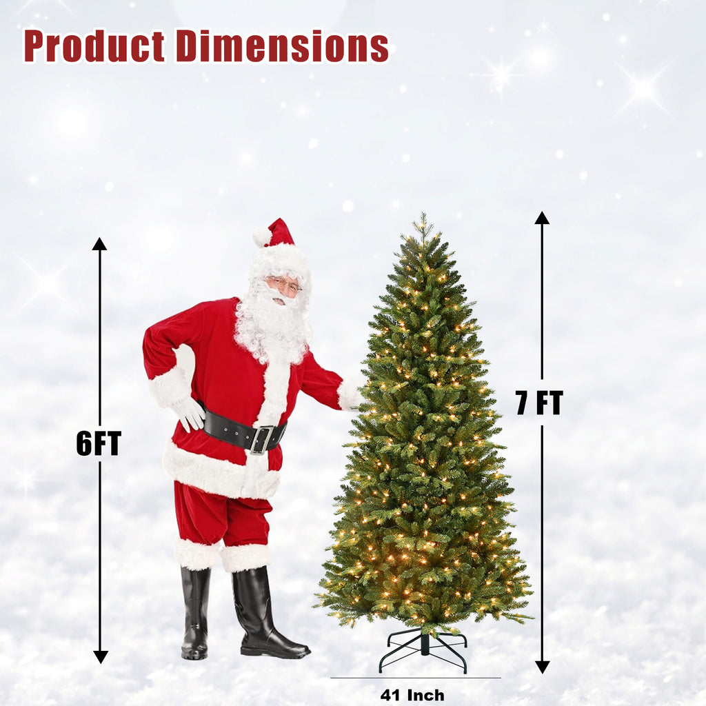 Makeatree Pre-Lit Slim Artificial Christmas Tree 4-7.5ft Space-Saving Skinny Green Xmas Tree (BFS-L)