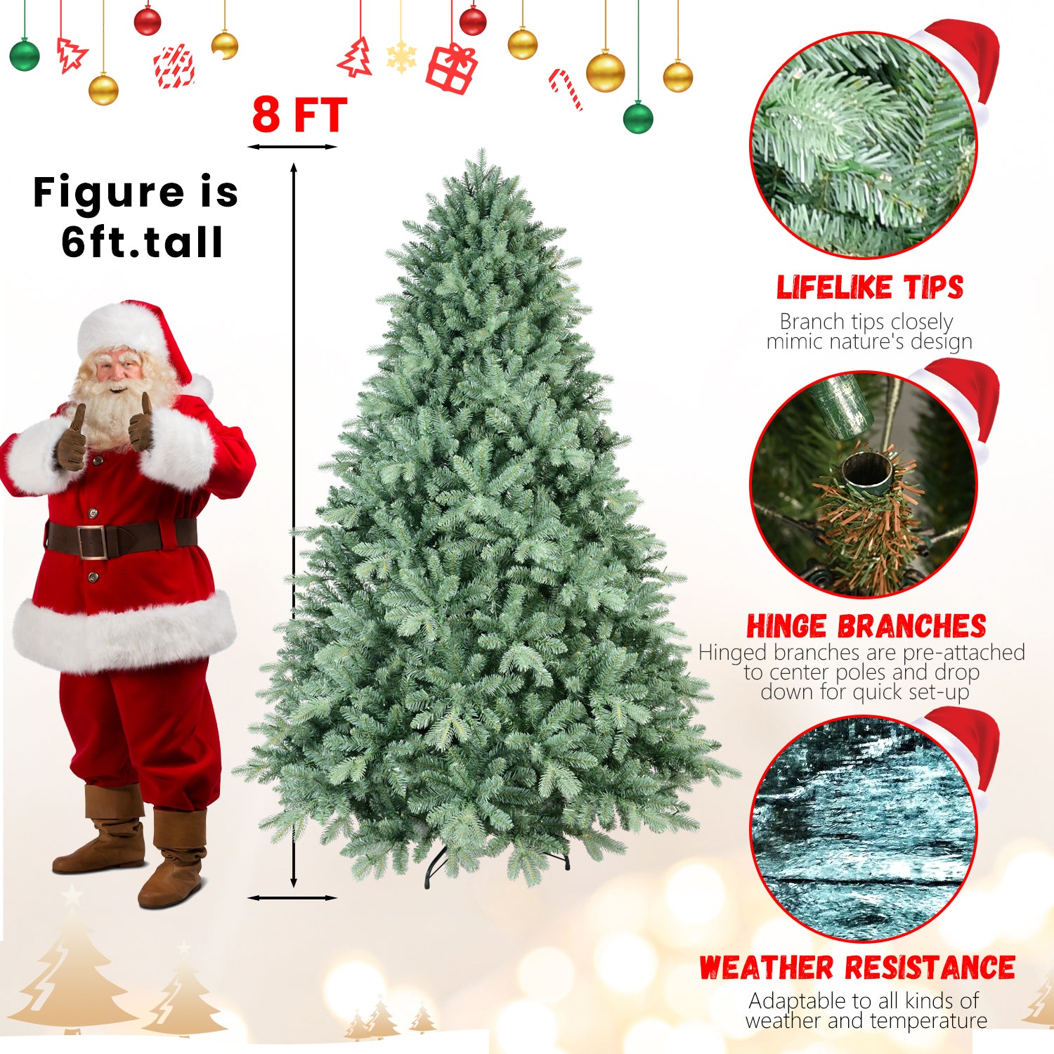 Makeatree Unlit Spruce Artificial Christmas Tree 4-8ft Customize Your Own Lights & Decorations (NEW)