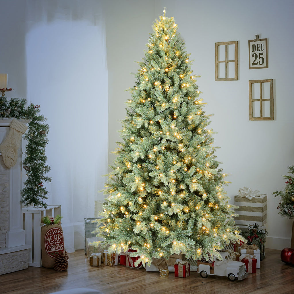 Makeatree Pre-Lit Spruce Artificial Christmas Tree 4-9ft - PE/PVC Branches (DEL-L)