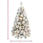 Makeatree Pre-Lit Snow Flocked Christmas Tree 4-9ft Artificial Xmas Tree with Lights (JPN-TF-L)